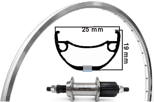 Kgs Achterwiel 28 inch (622) mach-1 er-10 zilver 8-9 speed vaste as.