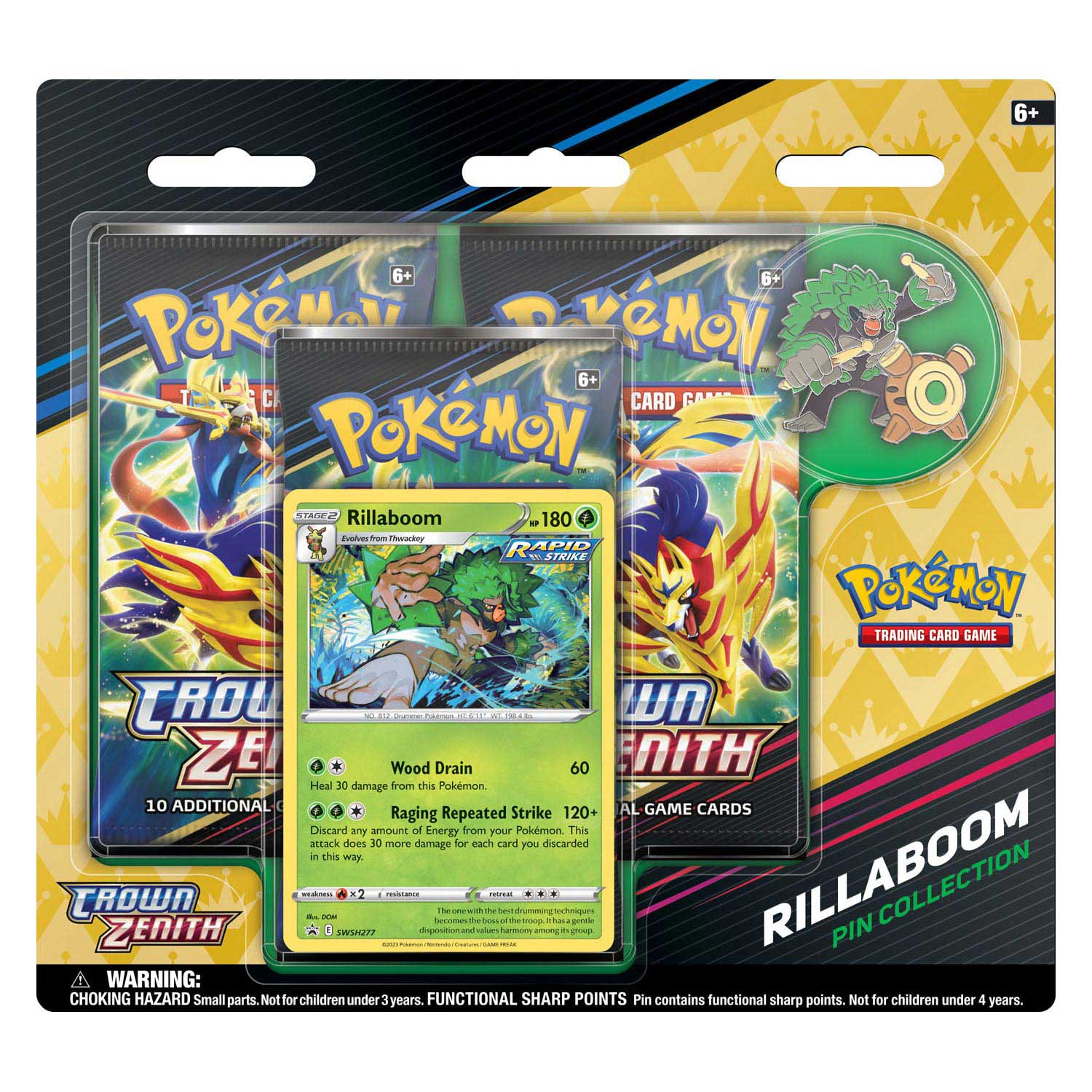 Asmodee Pokemon TCG Crown Zenith Pin Box Collection Rillaboom