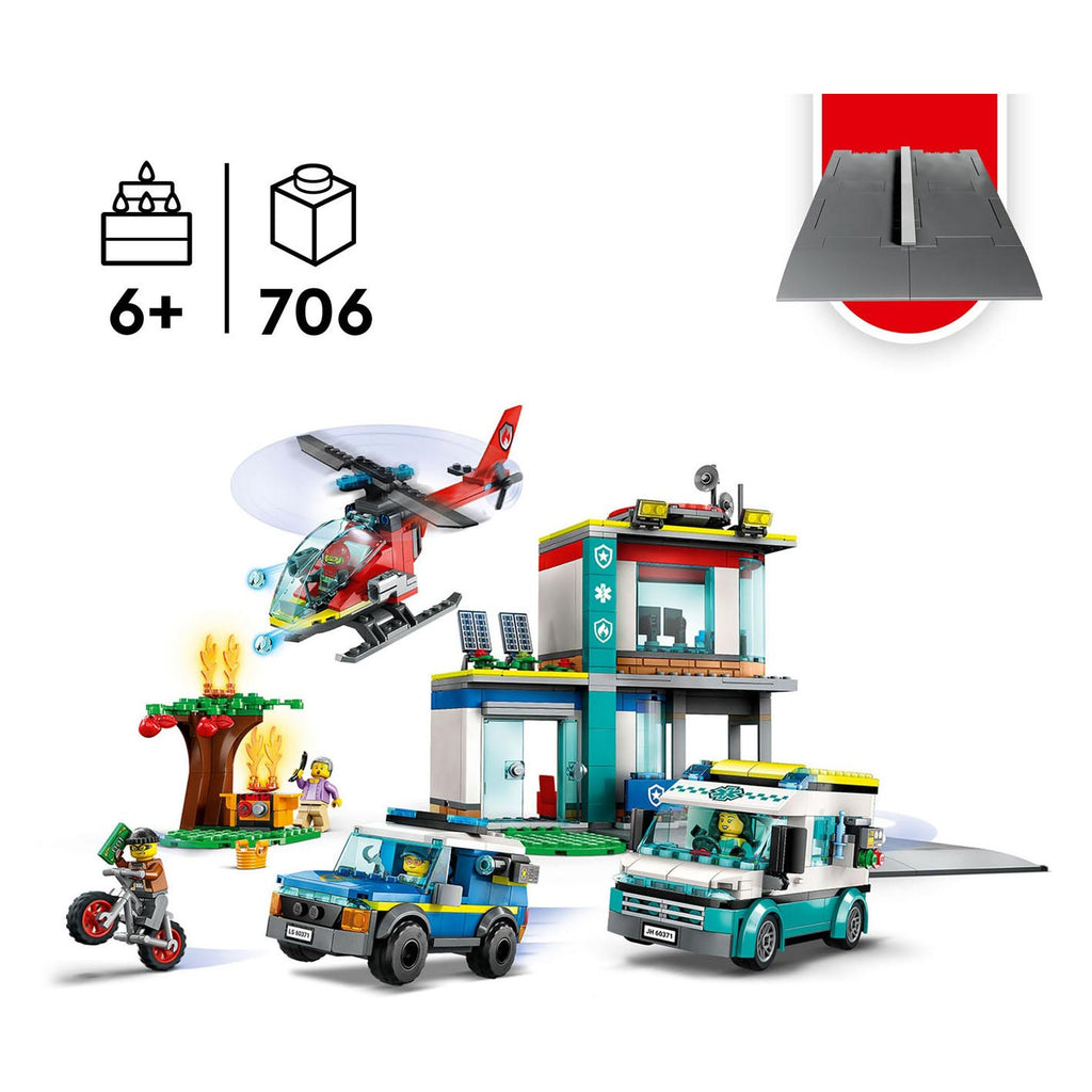 Lego LEGO City 60371 Hoofdkwartier van Hulpdienstvoertuigen