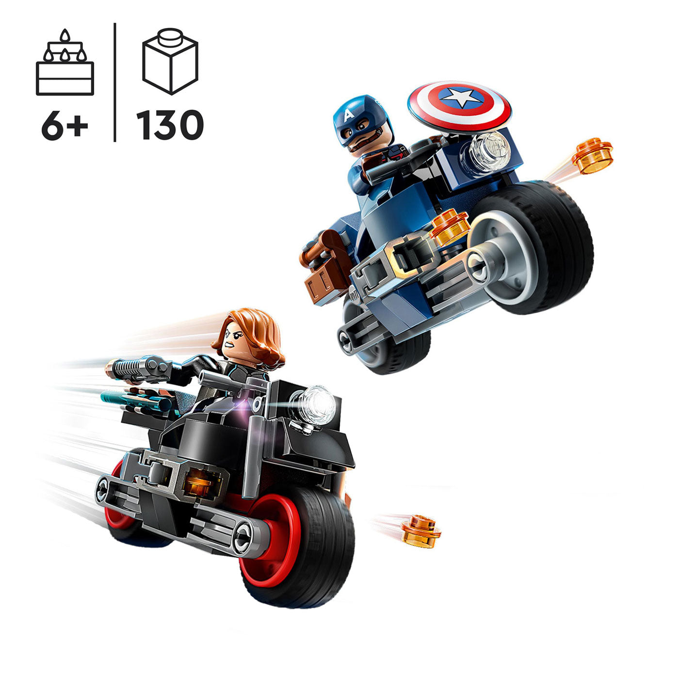 Lego Marvel 76260 Captain America en Black Widow Motoren