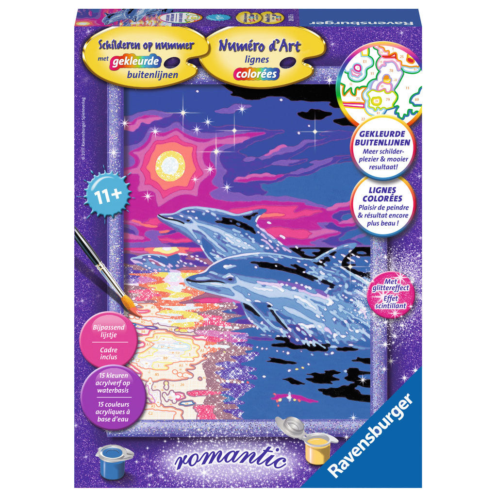 Ravensburger Schilderen op Nummer Dolfijnen in Zonsondergang