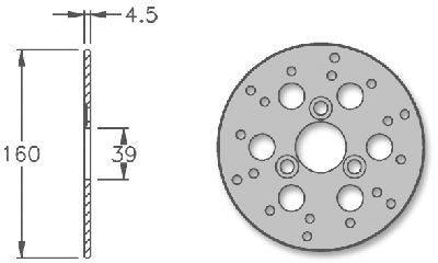 Remschijf IGM Honda SFX SXRvoorrem 160x39x4.5mm