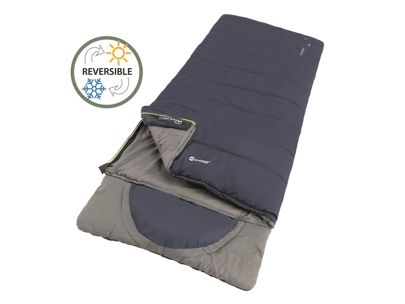 Outwell Contour Lux slaapzak blauw - rits links