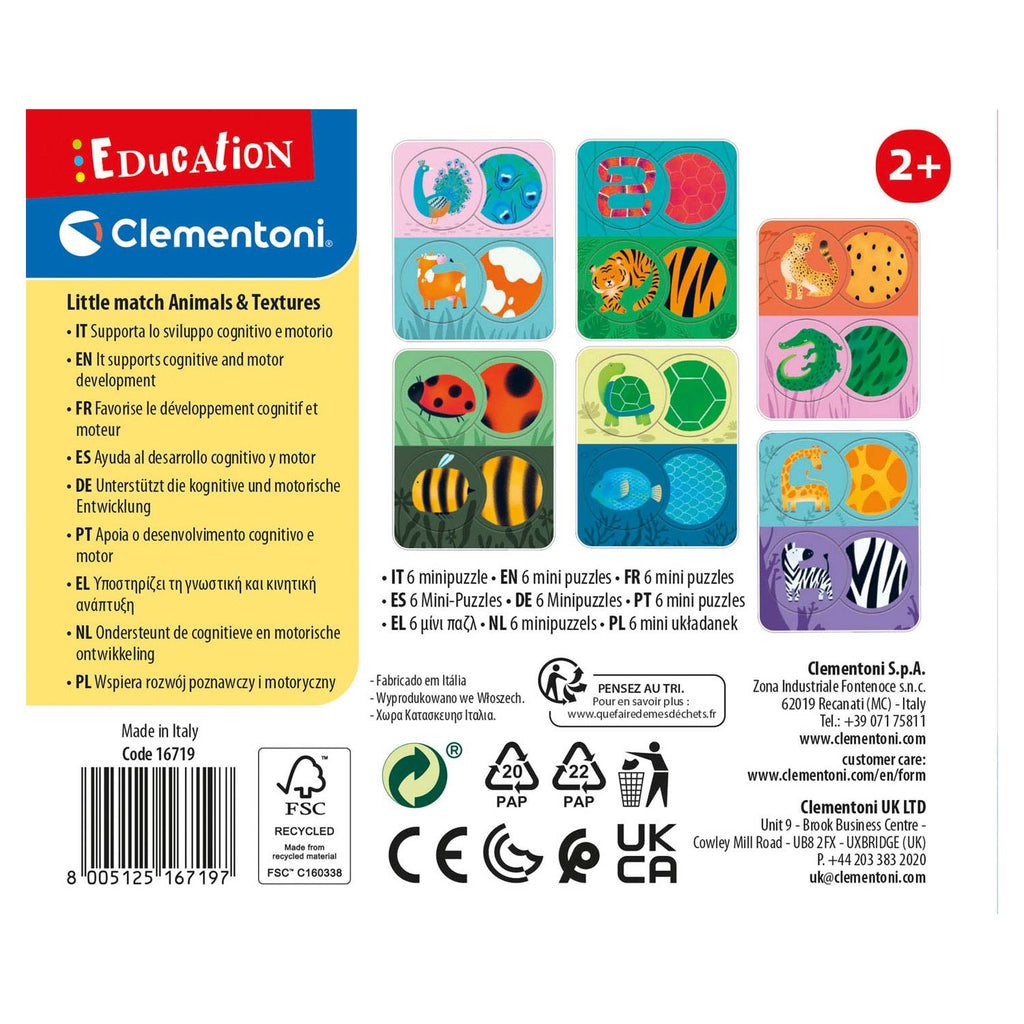 Clementoni Education Little Match Dieren en hun Huid