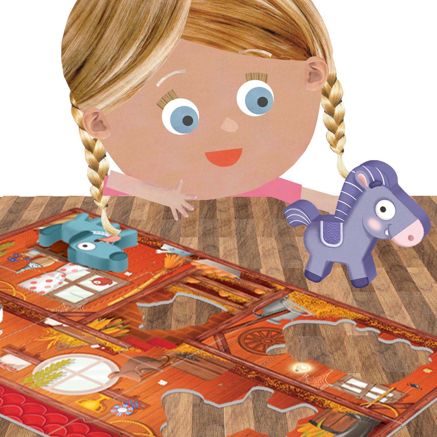 Headu Mijn Eerste Puzzel Boerderij met 5 Houten Dieren