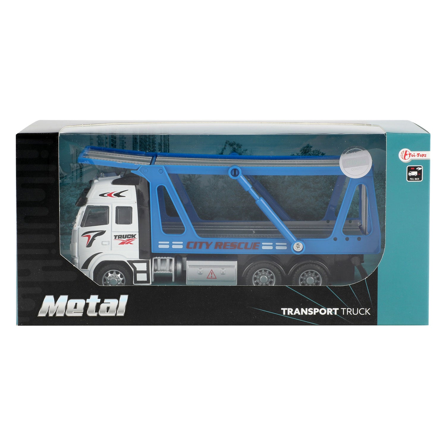 Toi-toys metal pull back auto transporter 1:38