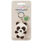 Nici Pluchen Sleutelhanger Panda met Klaverblad, 7cn