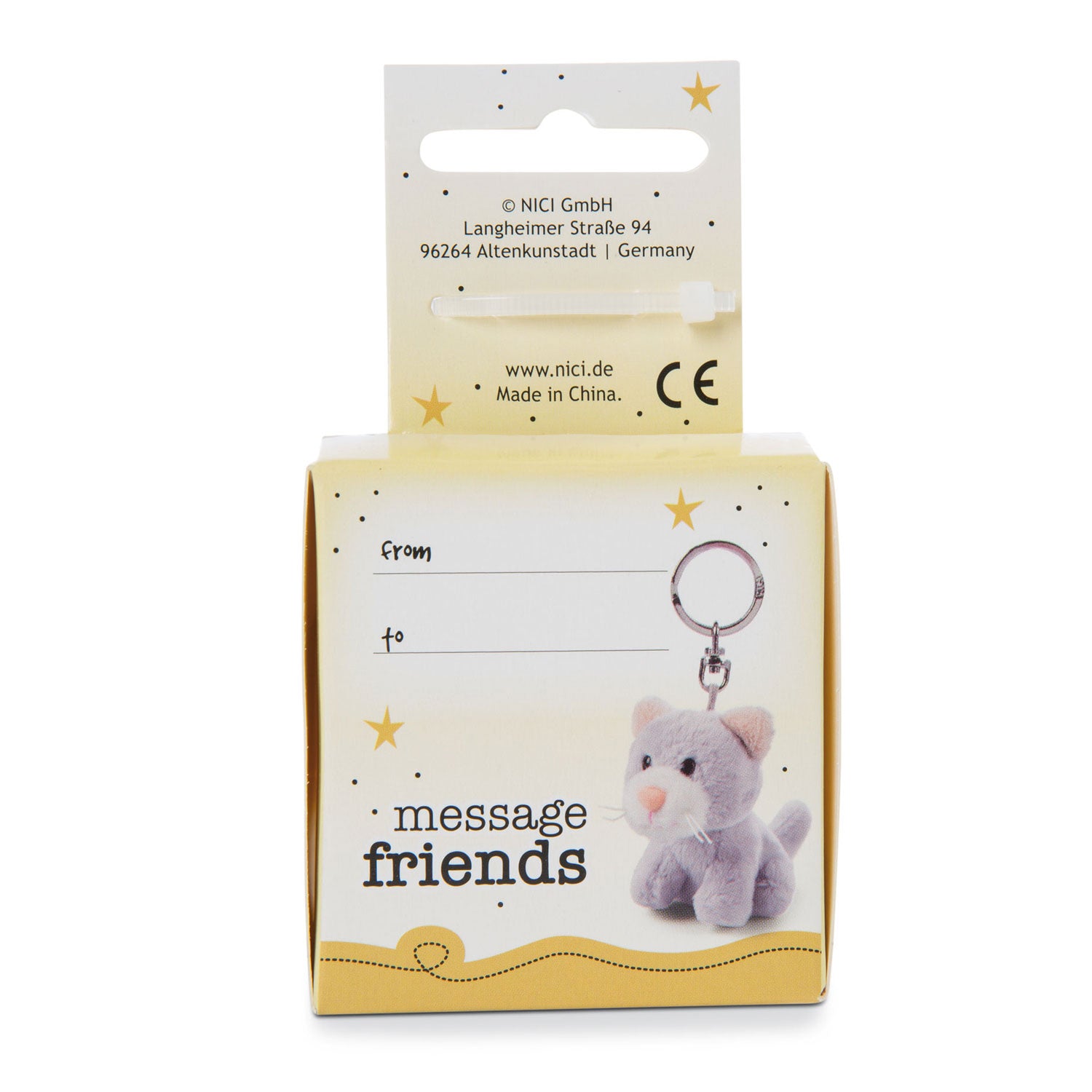 Nici Pluchen Sleutelhanger Kat Happy Birthday in Geschenkdoos, 6cm
