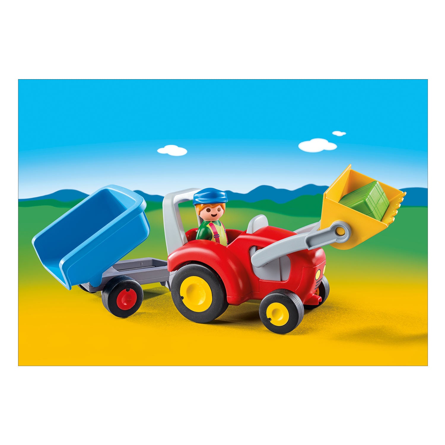 Playmobil 1.2.3. Boer met Tractor en Aanhangwagen 6964