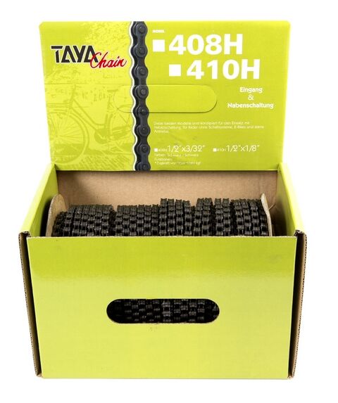 taya ketting 410h 1 2x1 8, zwart, 30mtr op rol