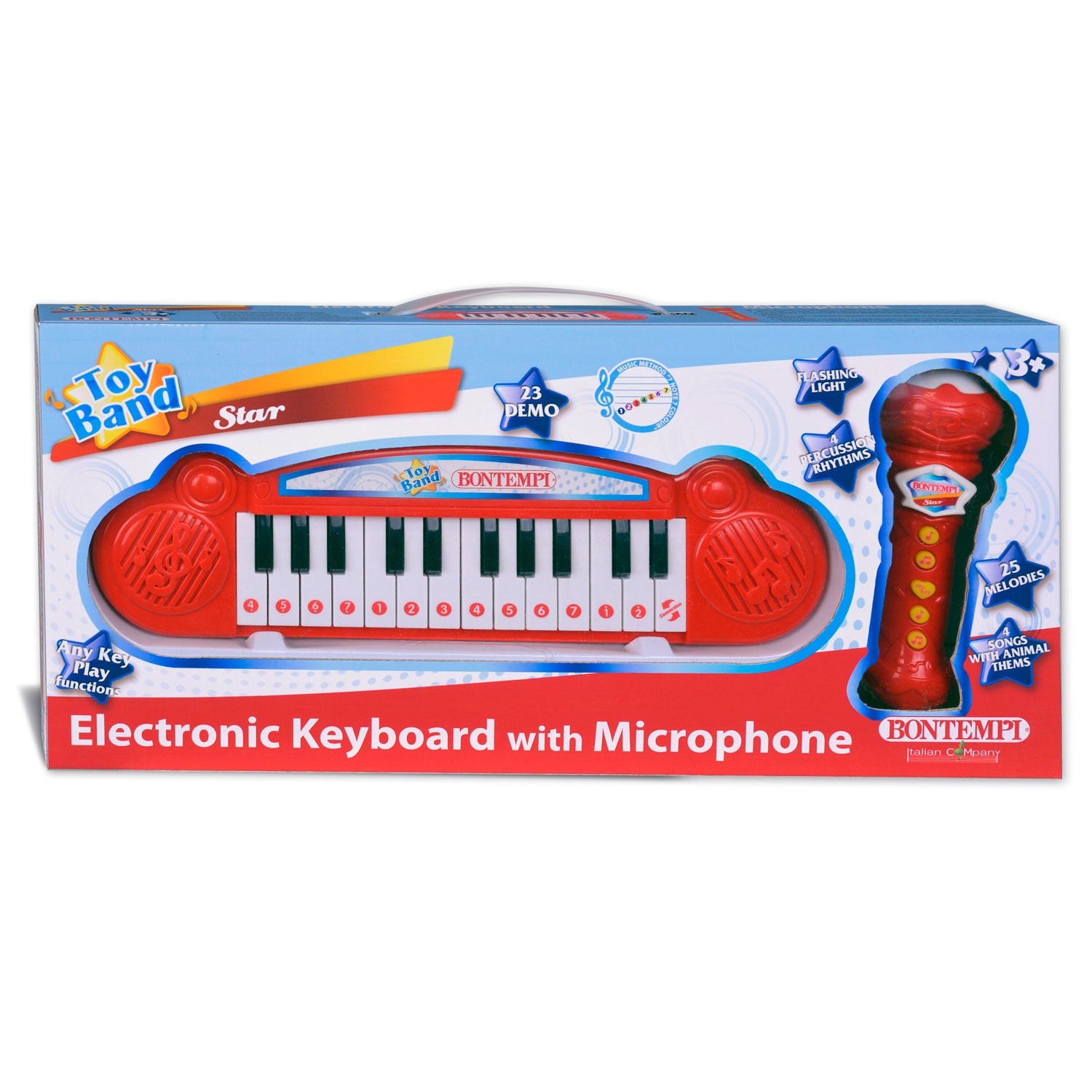 Bontempi Mini Keyboard met Karaoke Microfoon Rood