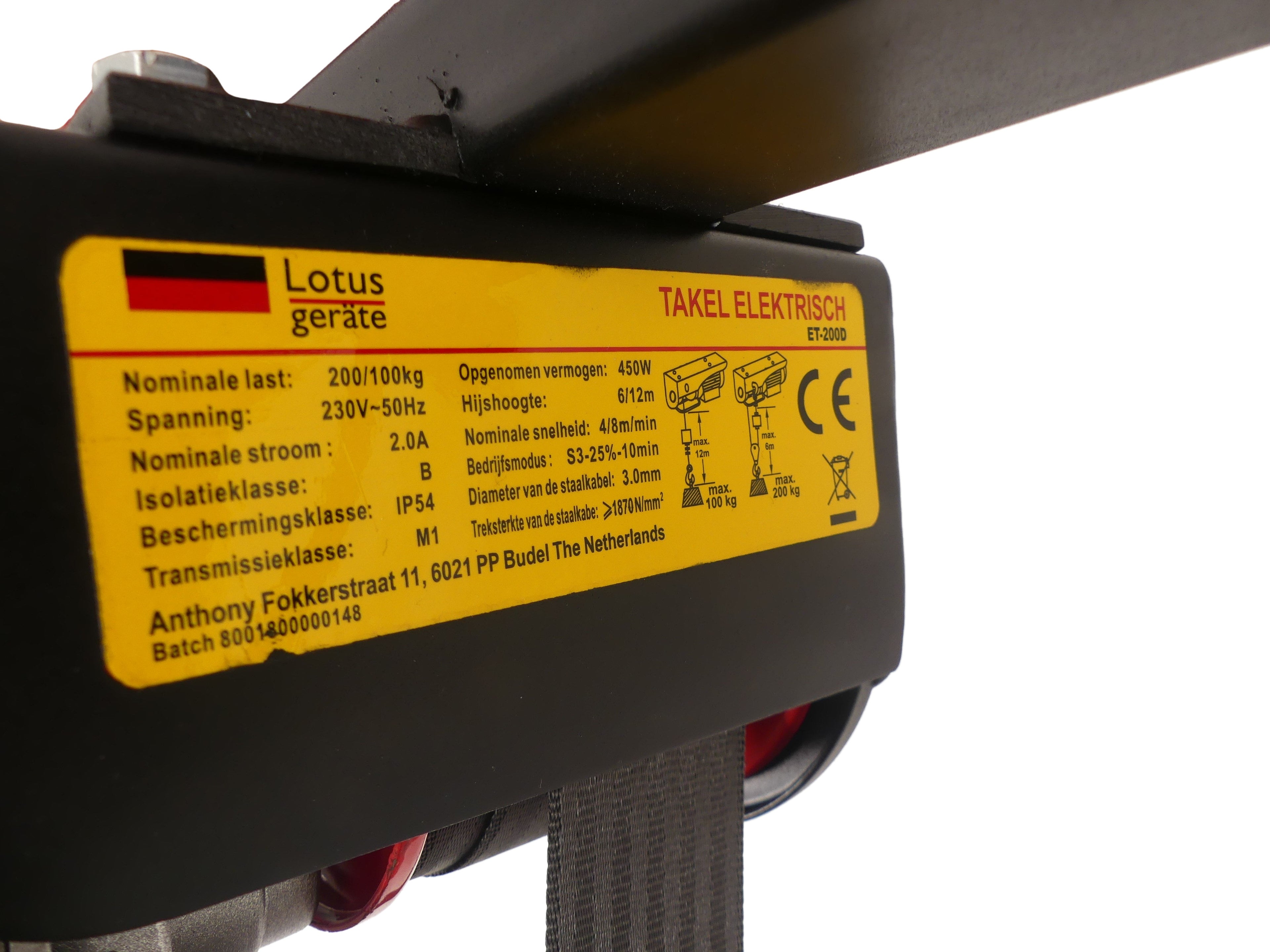Edge Elektronische heftakel tot 200 kg zwart