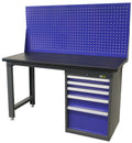 Werkbank 150 cm met ladekast van 5-laden, inclusief achterwand