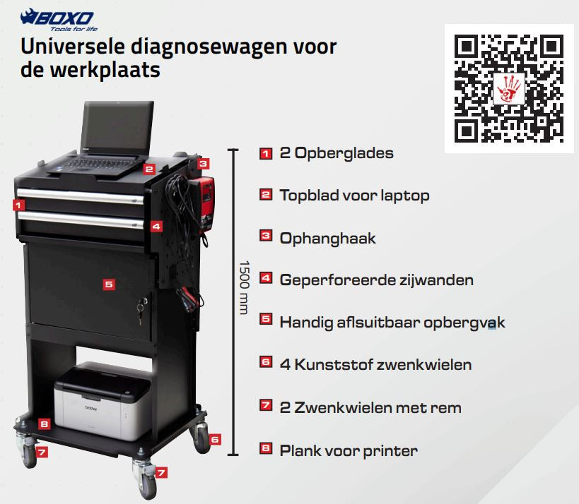 Universele diagnosewagen Boxo Tools met 2 lades