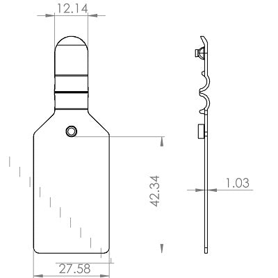Kunststof prijslabel 25x38mm voor haken van 2,5 tot 4,8 mm