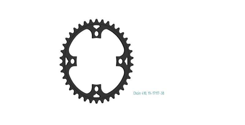 Xtrabike tandwiel 38t 1 2x3 32 bafang
