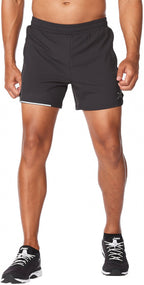 hardloopshort Aero 5 Inch heren polyester zwart maat XL