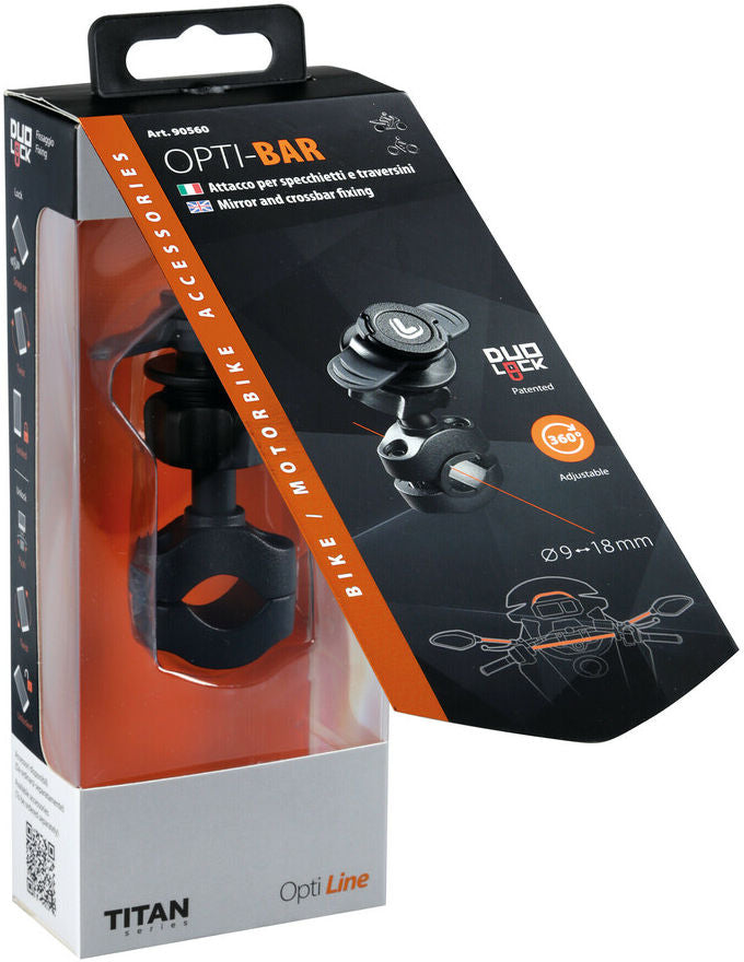 Lampa Opti-Bar spiegel en dwarsstang bevestiging (ø9 t/m 18 mm)