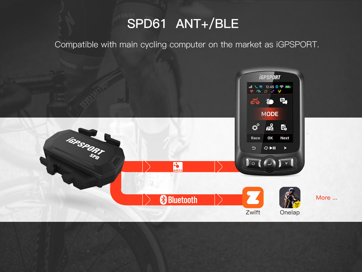 Dual Module Snelheidssensor iGPsport SPD61 BlueTooth en ANT+