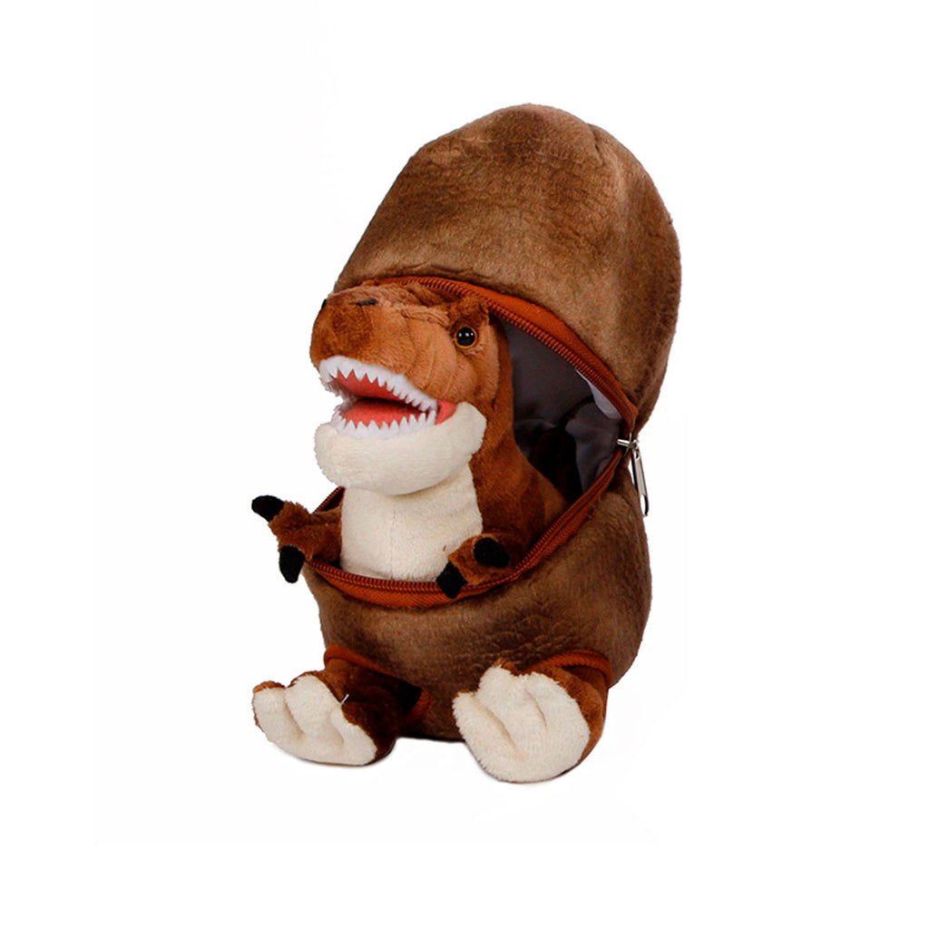 DinoWorld Dinosaurus Pluche in Ei Bruin, 22cm