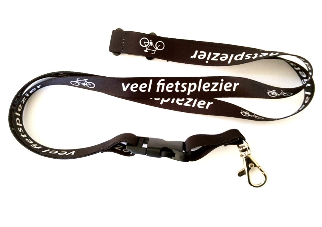 Key koord zwart met opschrift veel fietsplezier