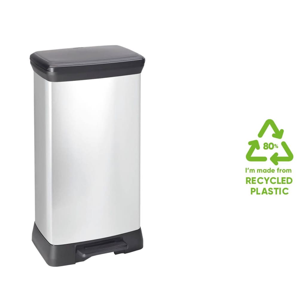 Curver decobin 50l rechthoekig zilver zw