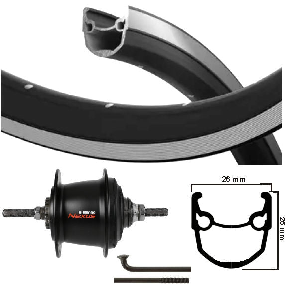 Kgs Achterwiel 28 inch (622) stratos zw/zilver nexus 7 rollerbrake zw