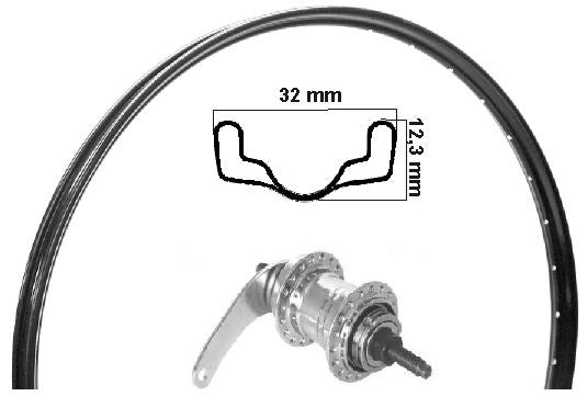 Kgs achterwiel 28 inch (622) velg zwart velamos remnaaf
