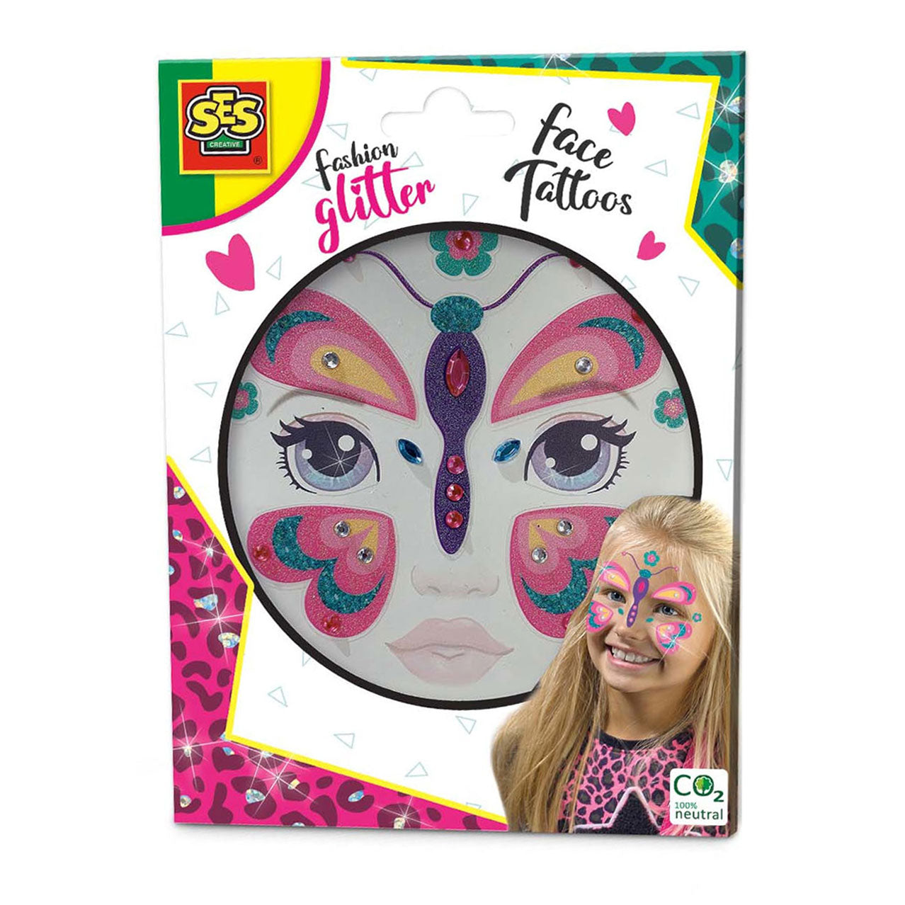 SES Fashion Glitter Gezicht Tattoos Vlinder
