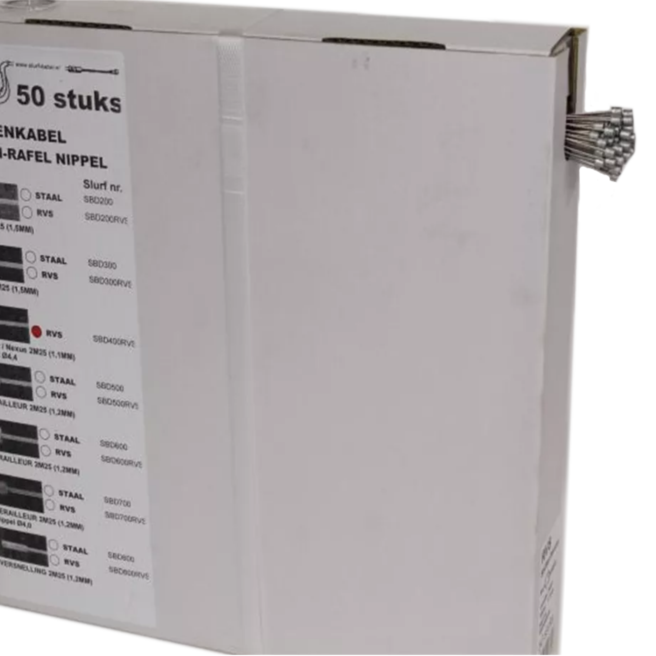 Slurf kabel binnen sbd400 ds a 50 rvs 225mm shifter nexus 4.4 nipp.+ anti rafel nip.