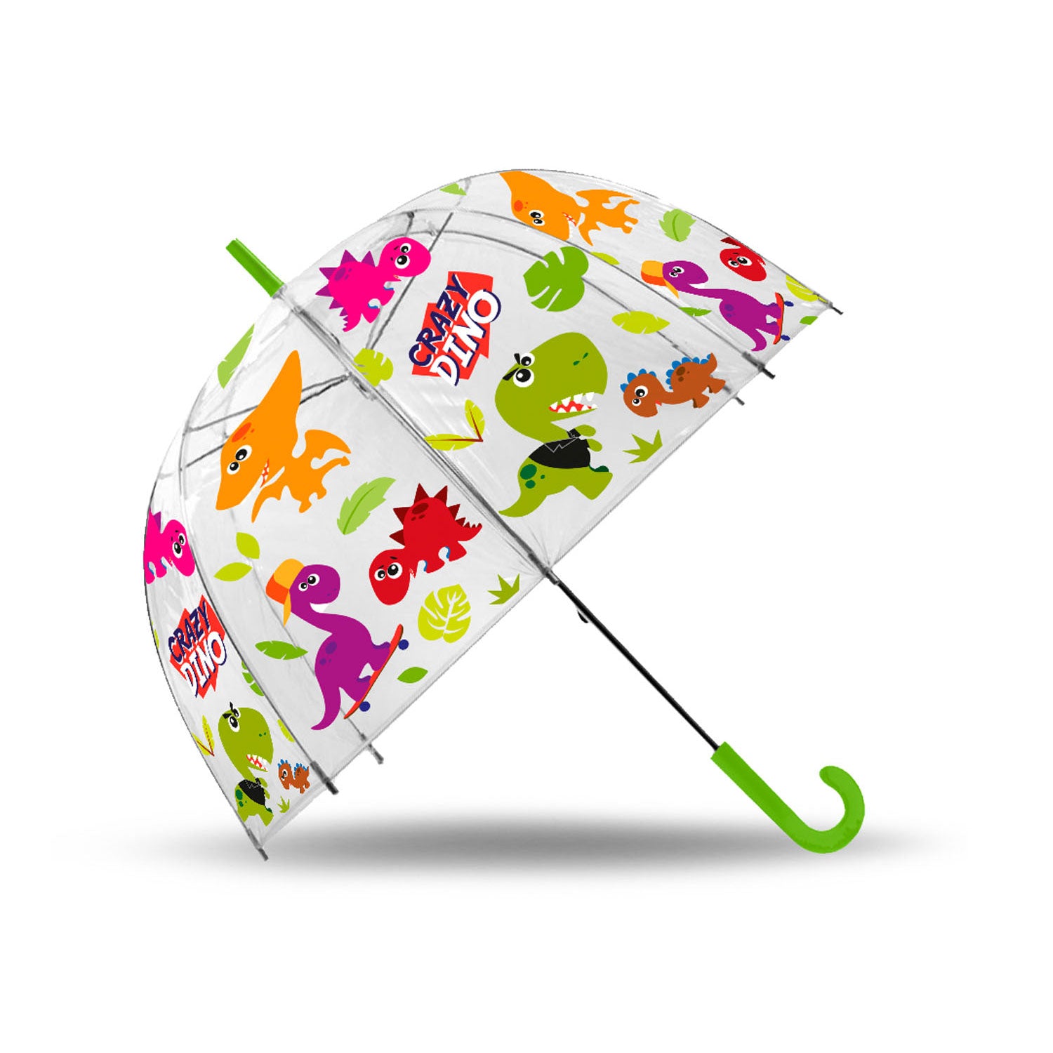 Kids Licensing Transparante Paraplu Crazy Dino, 48cm