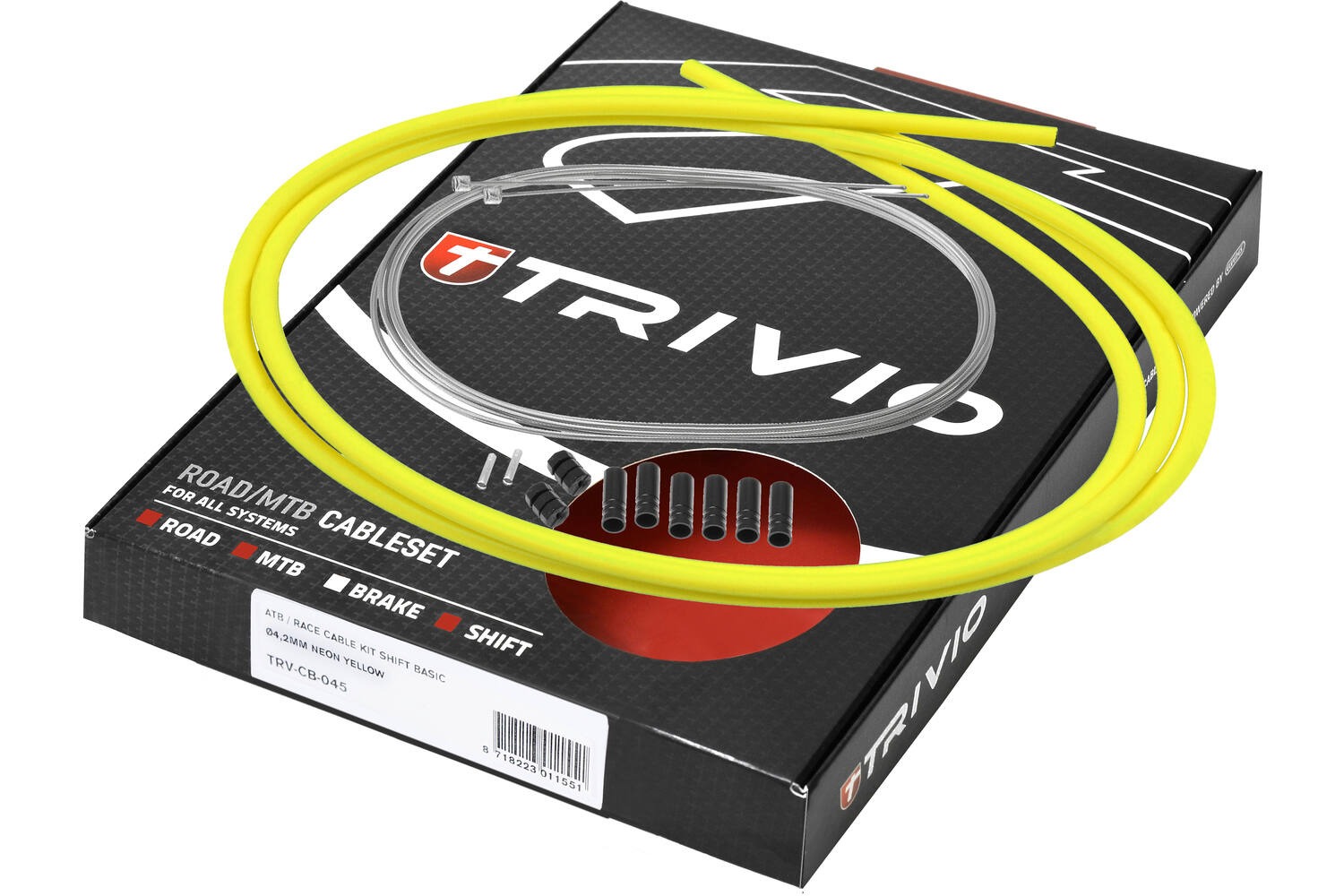 Trivio - fietskabel compleet derailleur kabelkit rvs neon geel