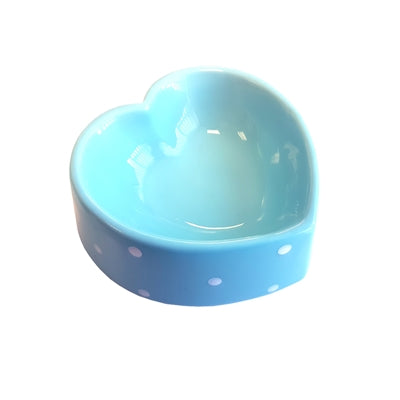 Happy pet Voerbak polka dot hart blauw