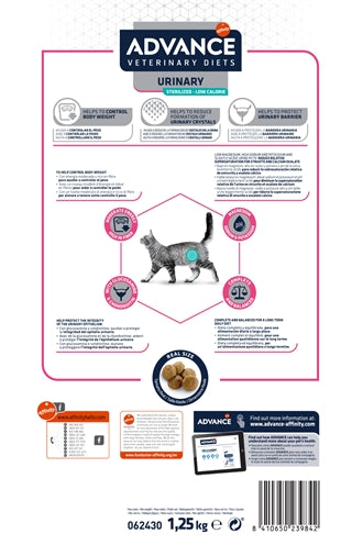 Advance veterinary diet cat - urinary - sterilized - low calorie - kattenvoer - 1,25 kg