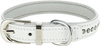 Trixie Halsband hond active comfort met strass steentjes leer wit