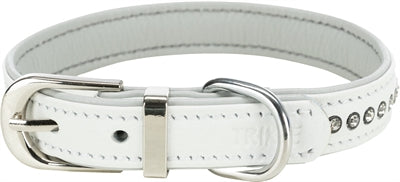 Trixie Halsband hond active comfort met strass steentjes leer wit