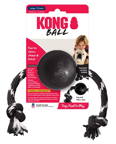 Kong Extreme bal met touw zwart / wit
