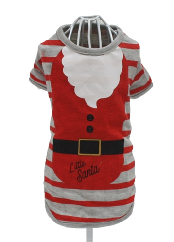 Croci T-shirt hond little santa gestreept grijs rood