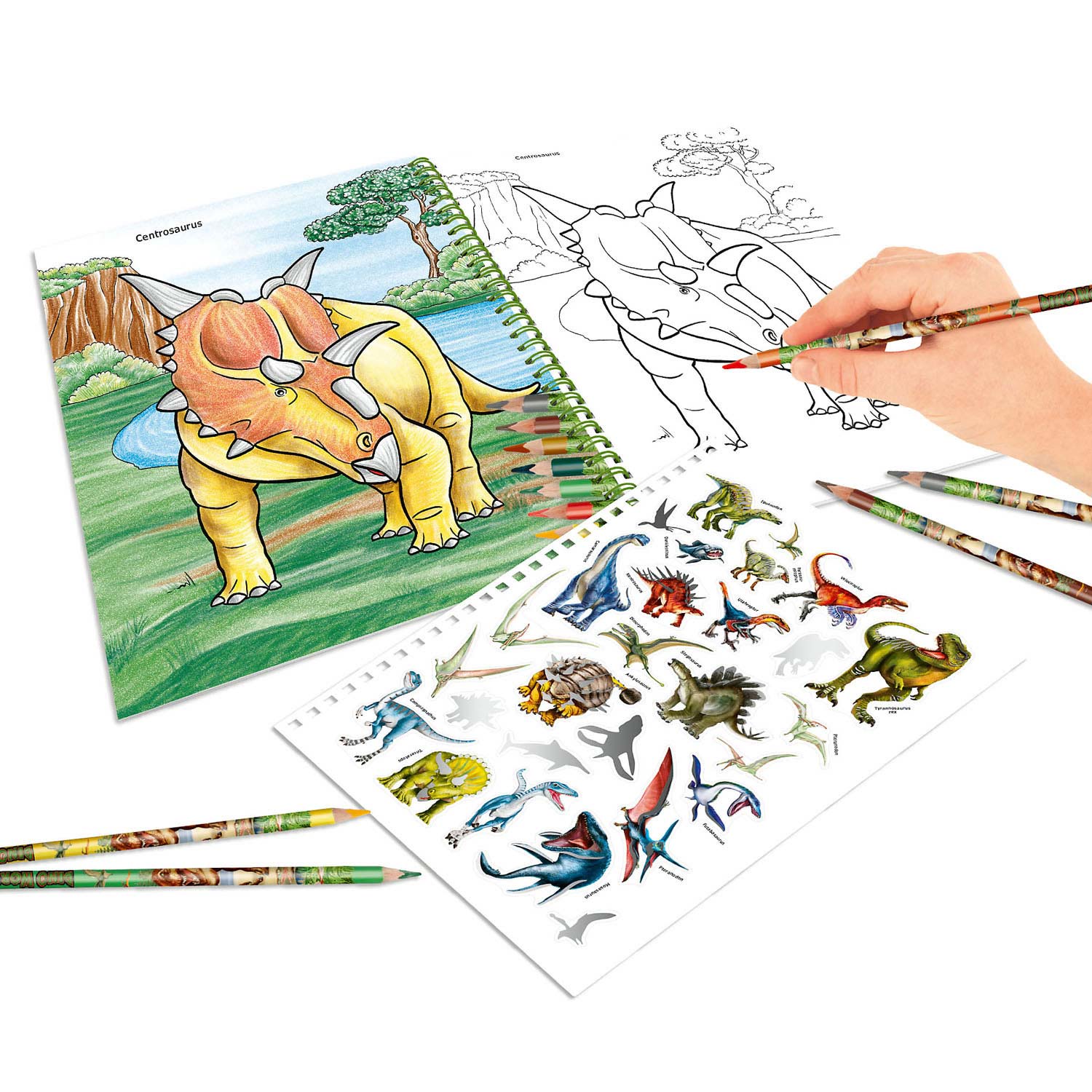 Dino World World Kleurboek met Kleurpotloden
