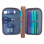 Dino World World World 2-vaks Etui Gevuld Bruin Mini