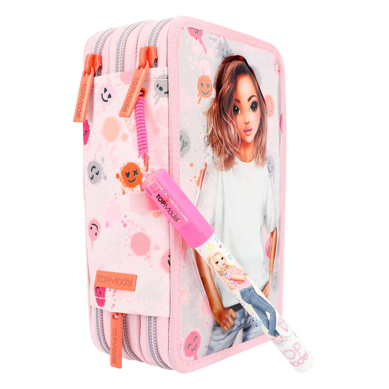 TOPModel 3-Vaks Etui Met Pen Happy Together