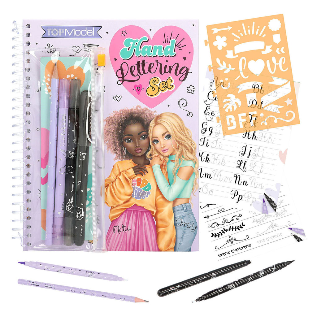 Van der doelen topmodel - hand lettering set met schrijfartikelen en etui