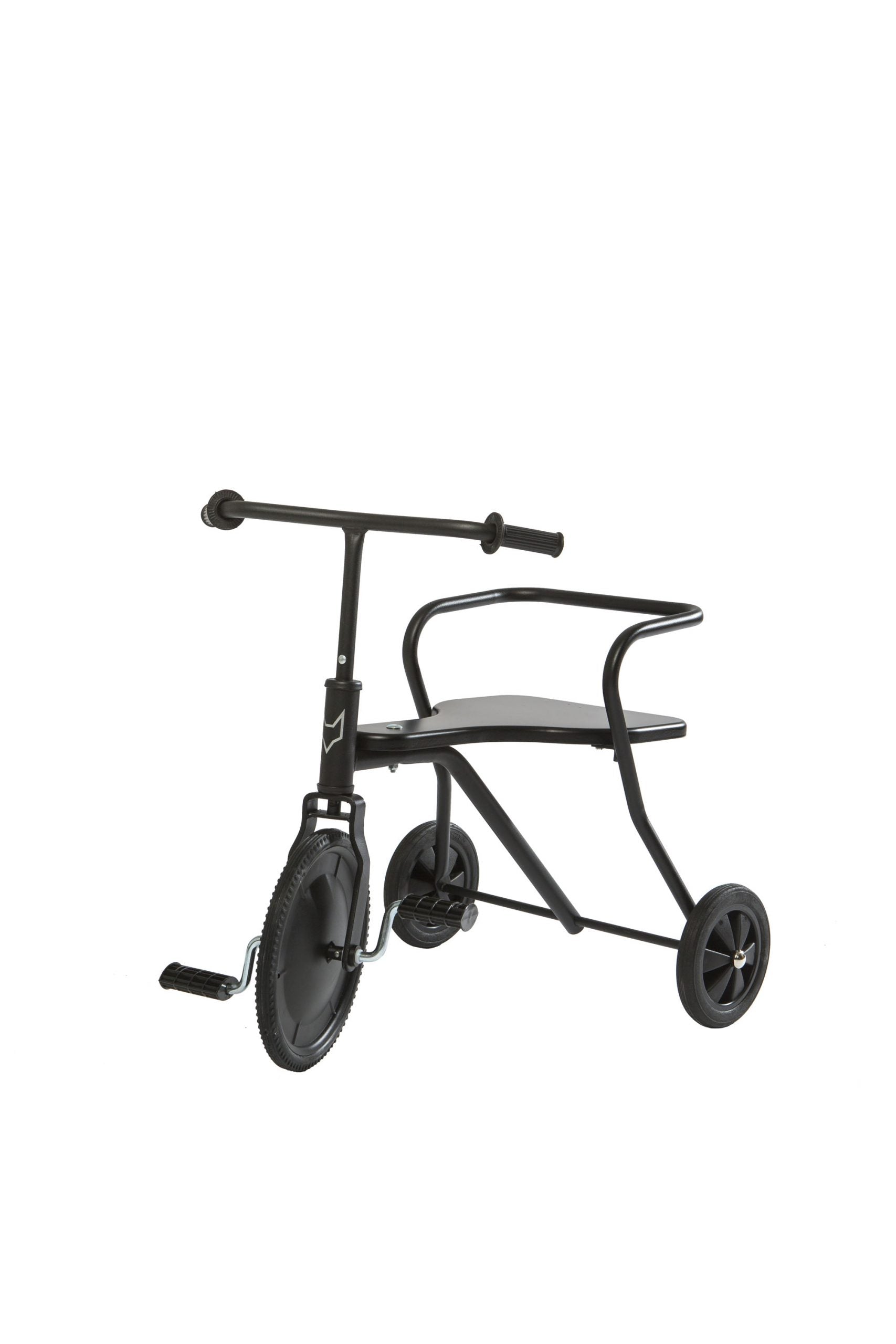 Driewieler Foxrider zwart met houten zitting