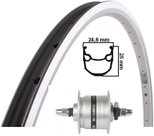 Kgs voorwiel 28 inch (622) stratos zilver naafdynamo 6v3w vast