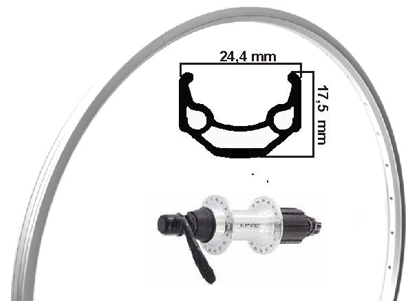 Kgs achterwiel 28 inch (622) zac19s zilver cassette 8-9 speed uitval