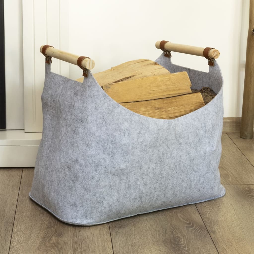 HI HI Mandje met 2 handvatten 54x30x40 cm vilt grijs