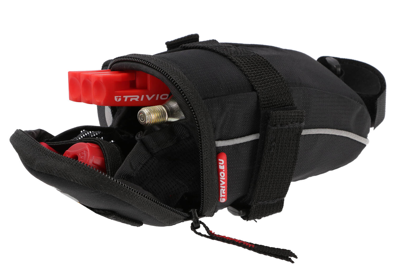 Trivio - ready to ride zadeltas + binnenband + co2 patroon met opzetstuk + bandenlichter set