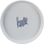 Trixie Voerbak waterbak plat en breed kattenprint grijs