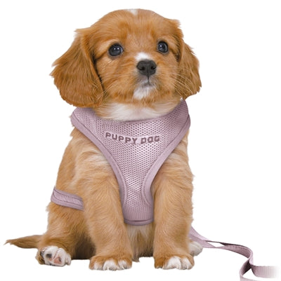 trixie hondentuig junior puppy softtuig met riem lila