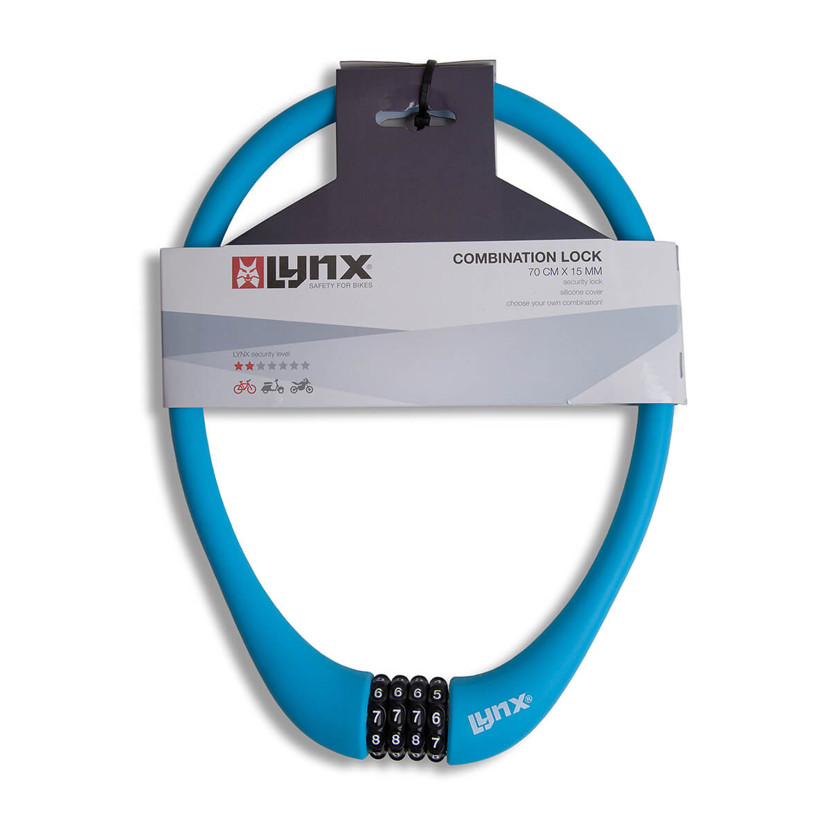 Lynx Siliconen Cijfer-kabelslot 15mmx70cm Blauw